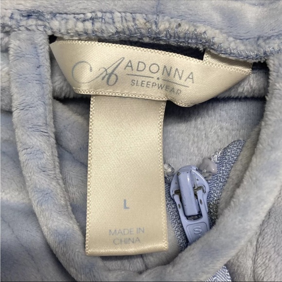 Adonna Sleepwear Long Sleeve Night Gown Zip Up Front Velour Baby Blue w/pockets - Picture 4 of 6